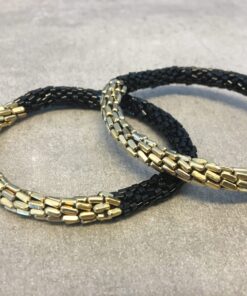 Roll-on armbånd som passer til næsten alle kvinder. Kvindegrupper i Nepal, Kathmandu Valley, udstyres med glasperler og bomuldsgarn, så de i deres fritid kan hækler disse smukke perlearmbånd. Den ekstra indtægt går bl.a. til at sende kvindernes børn i skole. Hvert armbånd er et unikt resultat af kvindernes håndarbejde og varierer i farvekombinationer og mønstre.