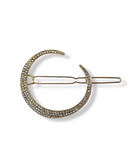 Elegant rundt hårspænde med funklende sten. Et stilfuldt håraccessory der giver din frisure et klassisk og feminint udtryk.