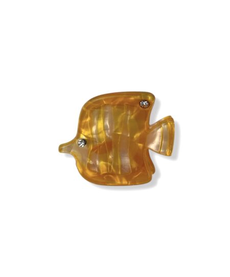 Mini hårklemme formet som en skællfinnefisk i gyldne nuancer. Et elegant og sommerligt håraccessory med stilfuldt udtryk.