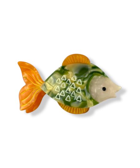 Dekorativ hårklemme formet som en sommerfuglefisk. Et farverigt håraccessory, der giver din frisure et unikt og sommerligt udtryk.
