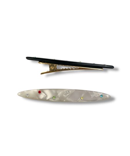 Elegant hårklemme med sten og perlemor. Et stilfuldt håraccessory, der giver din frisure et eksklusivt og feminint udtryk.